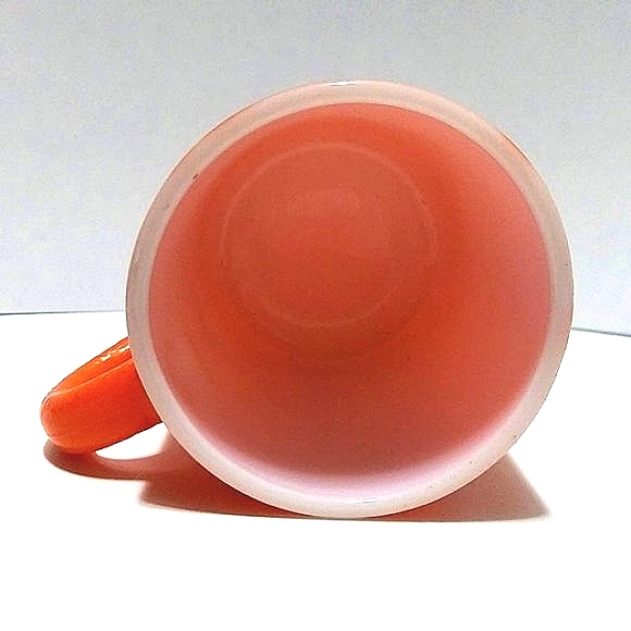 VINTAGE ORANGE PEEL TEXTURE PAINTED MILK GLASS MUG 8 OZ RETRO DRINKWARE HOME - Picture 3 of 8